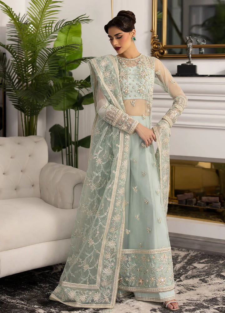 La more By Sardinia Embroidered Net Suit Unstitched 3 Piece SRD24LM 707 Ocean Mist - Formal Collection