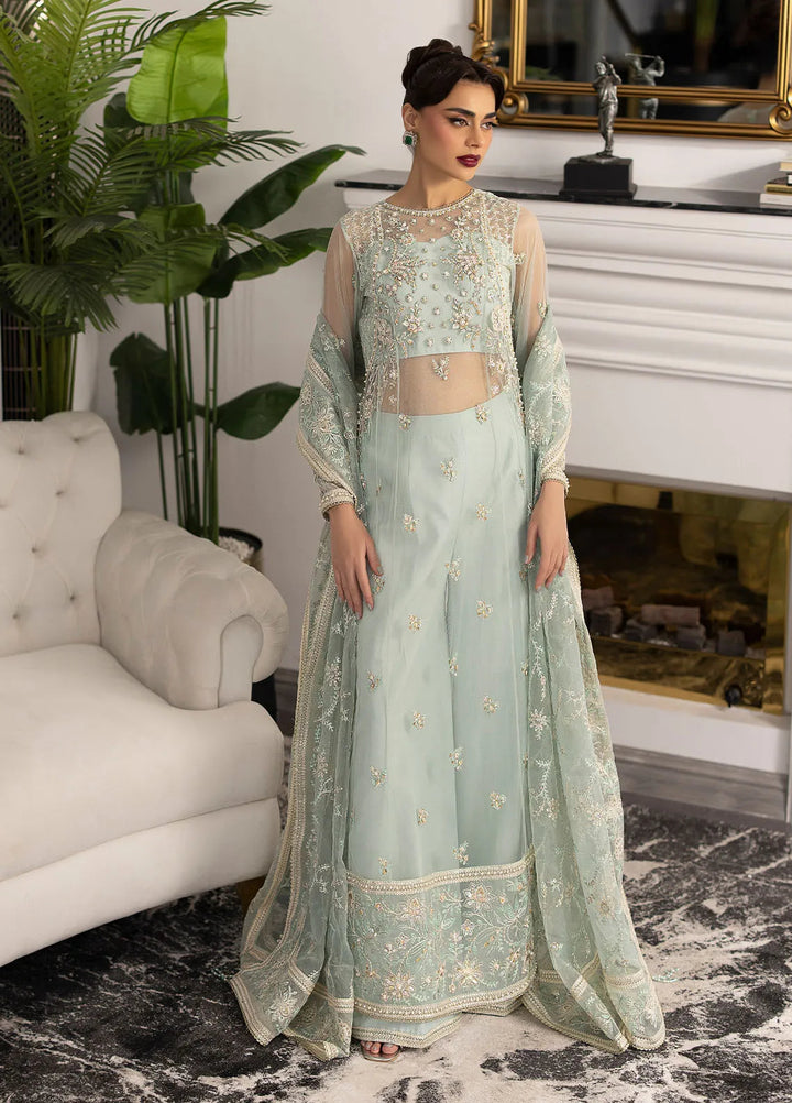 La more By Sardinia Embroidered Net Suit Unstitched 3 Piece SRD24LM 707 Ocean Mist - Formal Collection