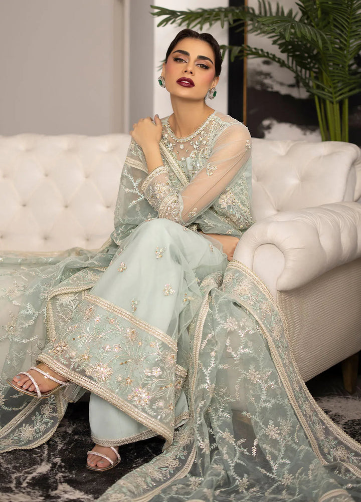 La more By Sardinia Embroidered Net Suit Unstitched 3 Piece SRD24LM 707 Ocean Mist - Formal Collection