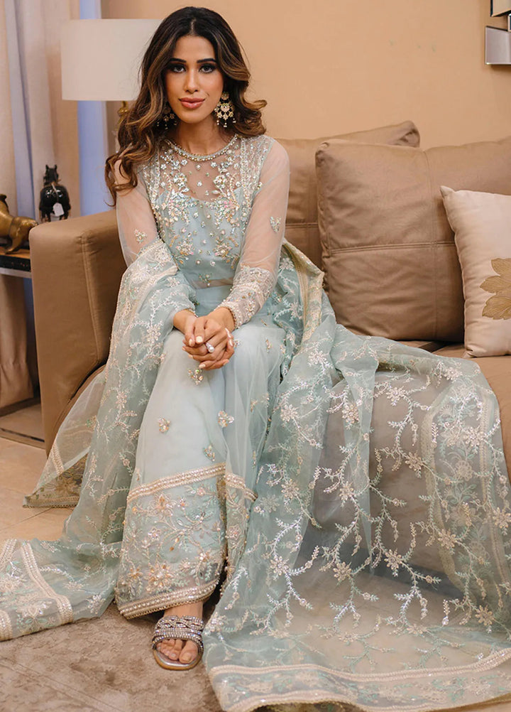 La more By Sardinia Embroidered Net Suit Unstitched 3 Piece SRD24LM 707 Ocean Mist - Formal Collection
