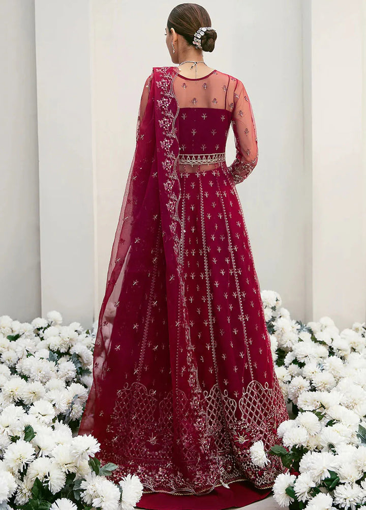La more By Sardinia Embroidered Net Unstitched Suit 3 Piece SRD23LM SR-104 Radiant Ruby - Wedding Collection