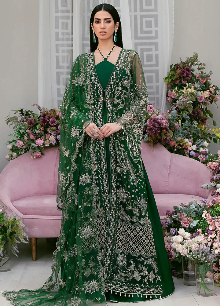 La more By Sardinia Embroidered Net Unstitched Suit 3 Piece SRD23LM SR-105 Exotic Emerald - Wedding Collection