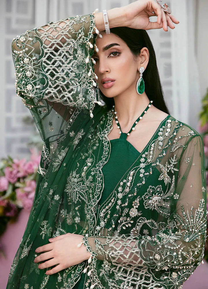 La more By Sardinia Embroidered Net Unstitched Suit 3 Piece SRD23LM SR-105 Exotic Emerald - Wedding Collection