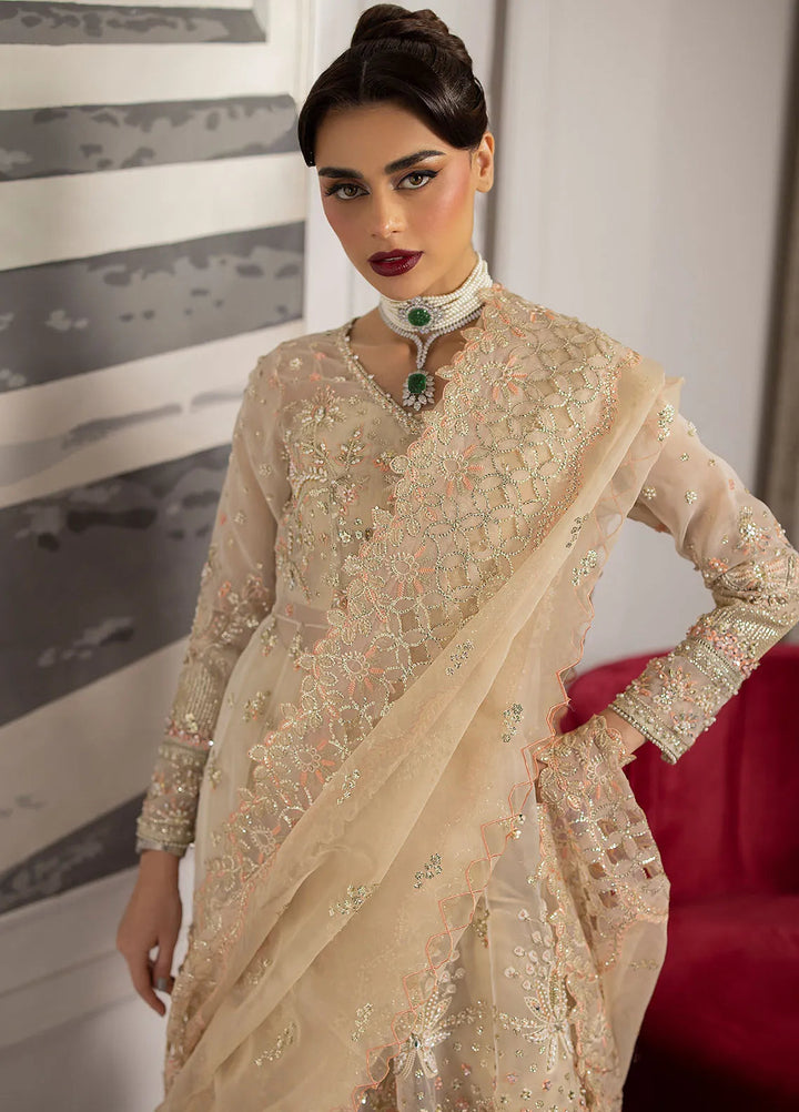 La more By Sardinia Embroidered Organza Suit Unstitched 3 Piece SRD24LM 701 Golden Whisper - Formal Collection