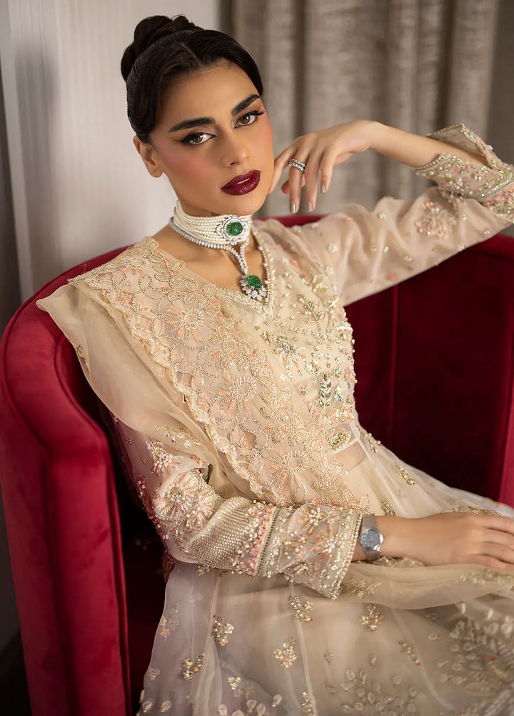 La more By Sardinia Embroidered Organza Suit Unstitched 3 Piece SRD24LM 701 Golden Whisper - Formal Collection