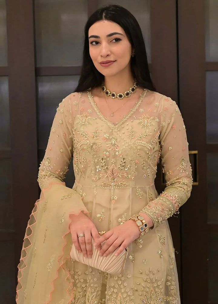 La more By Sardinia Embroidered Organza Suit Unstitched 3 Piece SRD24LM 701 Golden Whisper - Formal Collection