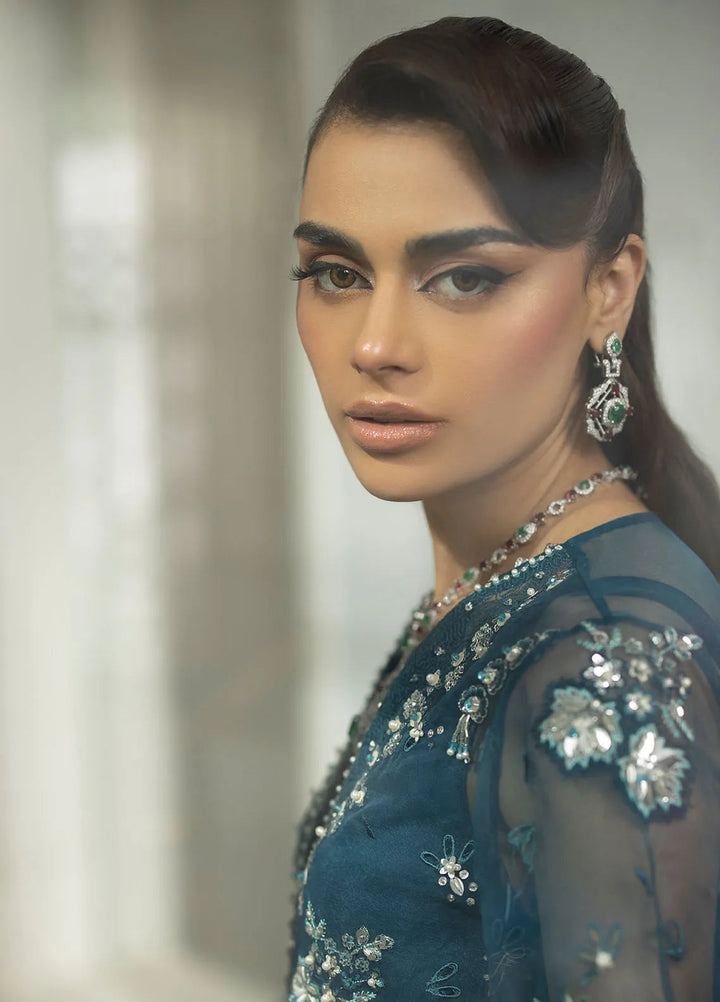 La more By Sardinia Embroidered Organza Suit Unstitched 3 Piece SRD24LM 705 Blue Mirage - Formal Collection