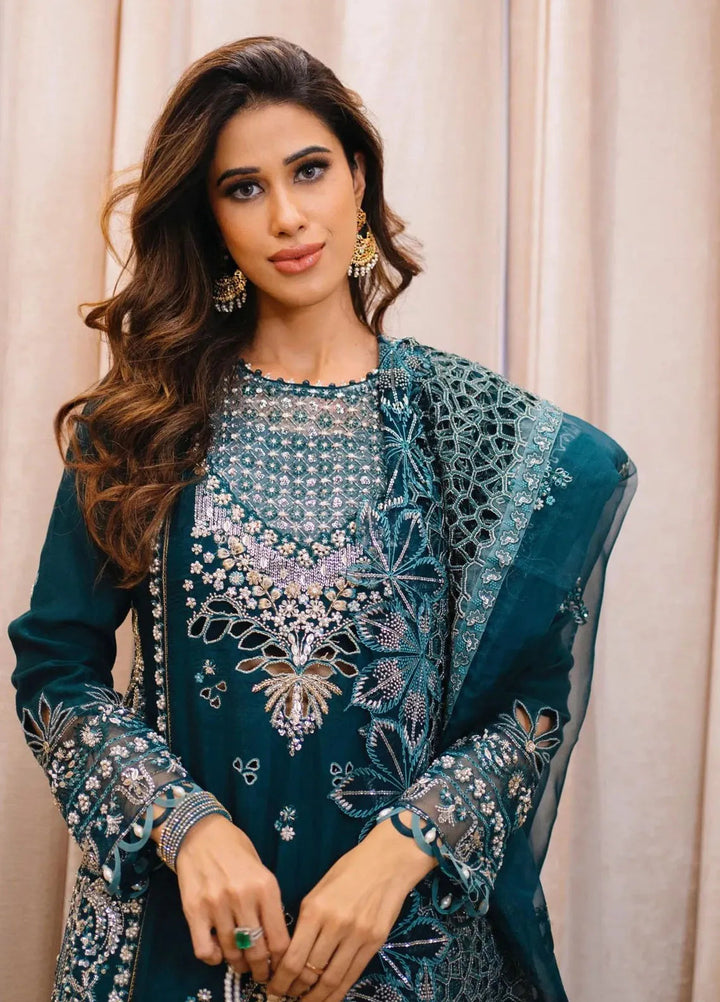 La more By Sardinia Embroidered Organza Suit Unstitched 3 Piece SRD24LM 705 Blue Mirage - Formal Collection