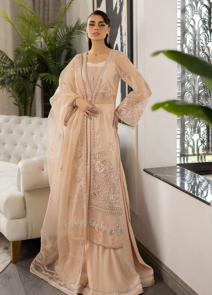 La more By Sardinia Embroidered Organza Suit Unstitched 3 Piece SRD24LM 706 Peach Blossom - Formal Collection
