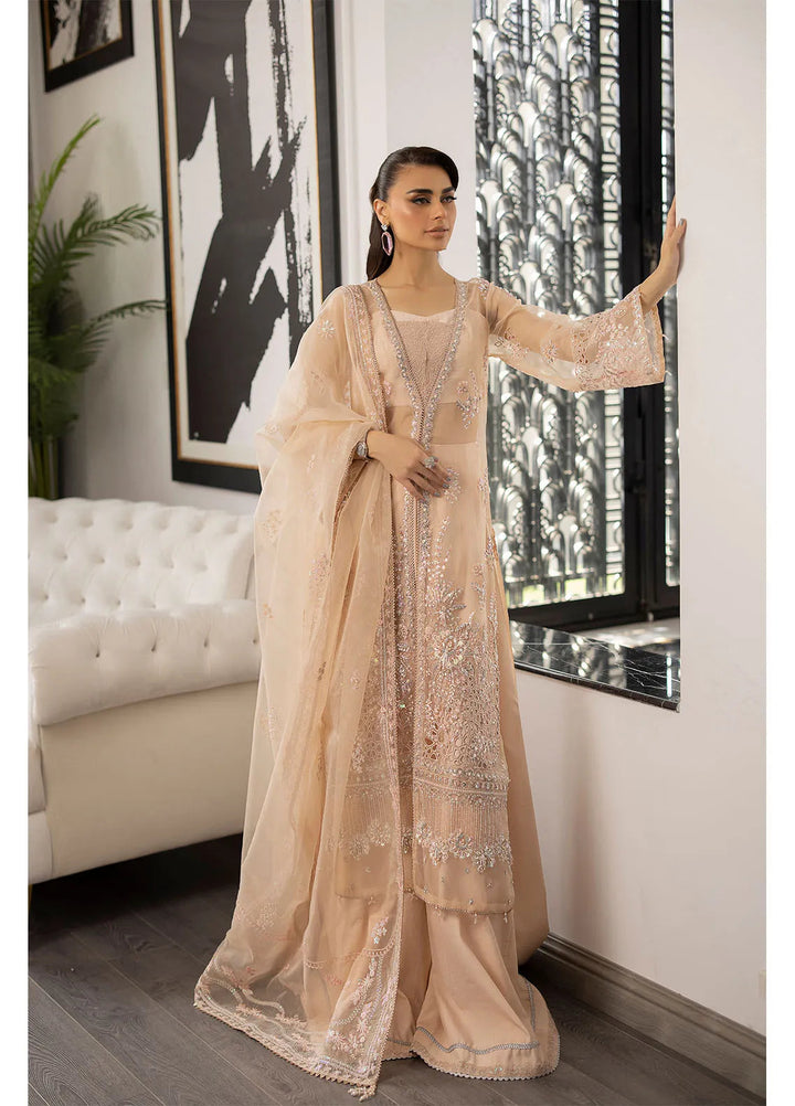 La more By Sardinia Embroidered Organza Suit Unstitched 3 Piece SRD24LM 706 Peach Blossom - Formal Collection