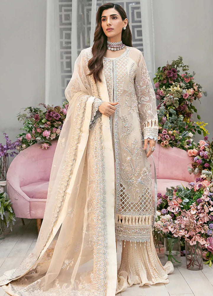 La more By Sardinia Embroidered Organza Unstitched Suit 3 Piece SRD23LM SR-101 Dazzel Dew - Wedding Collection