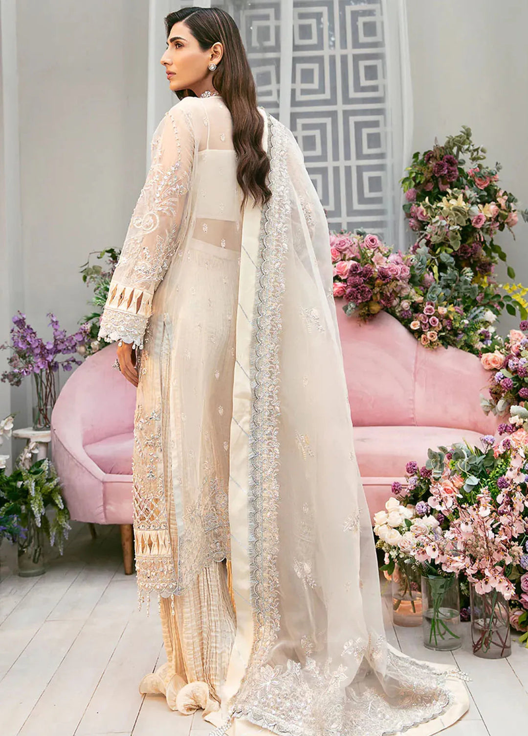 La more By Sardinia Embroidered Organza Unstitched Suit 3 Piece SRD23LM SR-101 Dazzel Dew - Wedding Collection