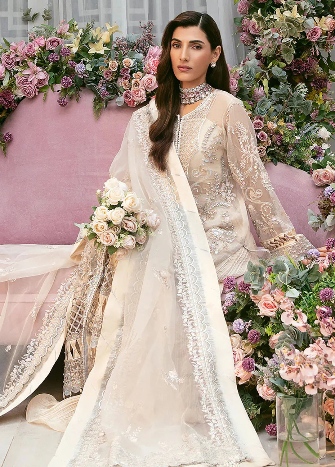 La more By Sardinia Embroidered Organza Unstitched Suit 3 Piece SRD23LM SR-101 Dazzel Dew - Wedding Collection