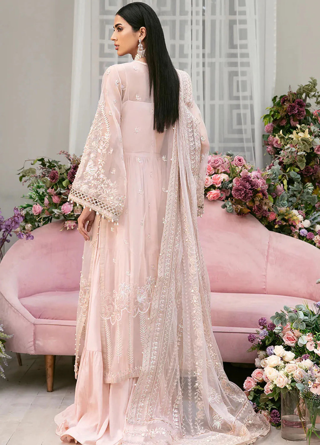 La more By Sardinia Embroidered Organza Unstitched Suit 3 Piece SRD23LM SR-102 Floral Fiesta - Wedding Collection