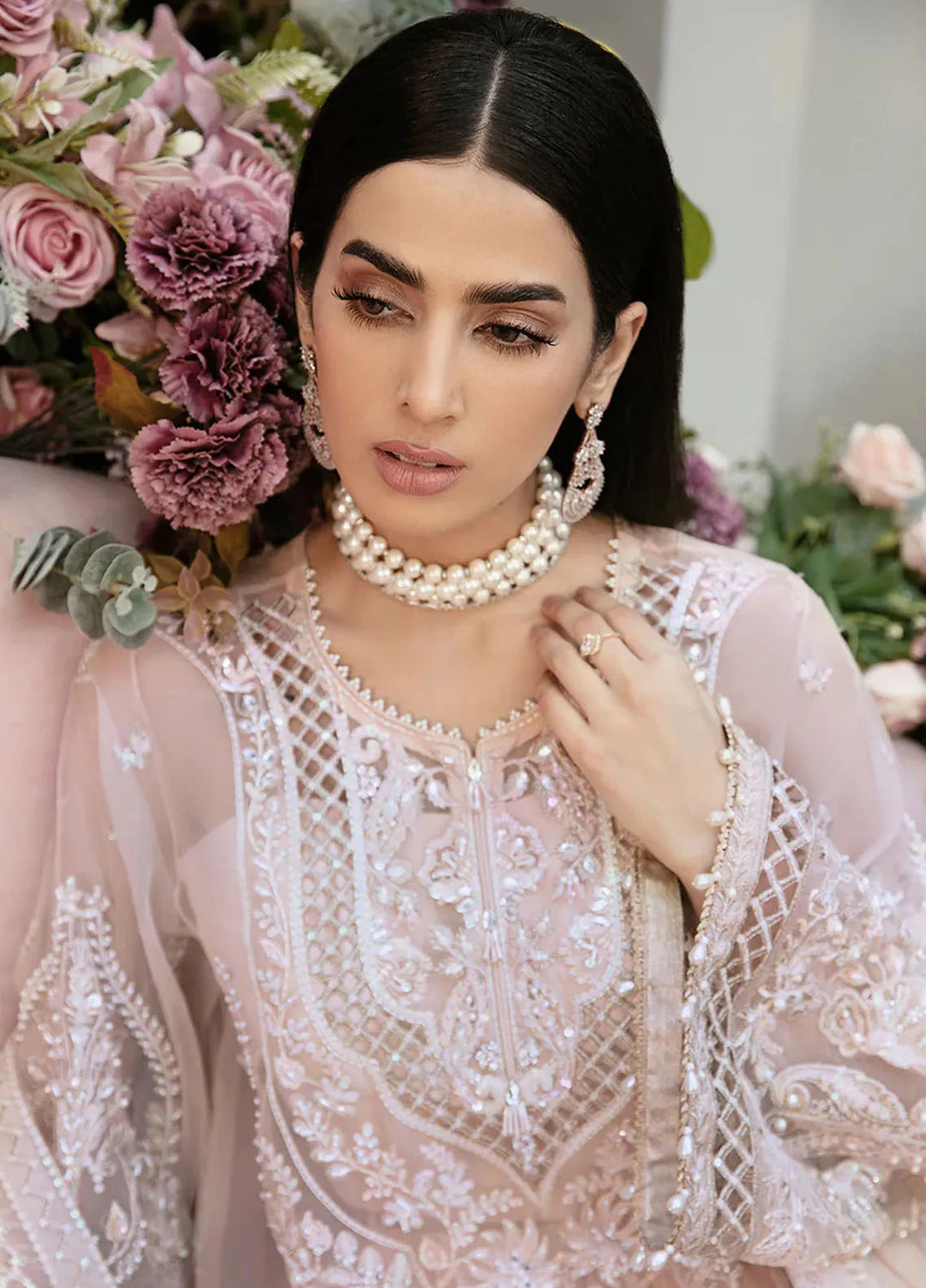 La more By Sardinia Embroidered Organza Unstitched Suit 3 Piece SRD23LM SR-102 Floral Fiesta - Wedding Collection