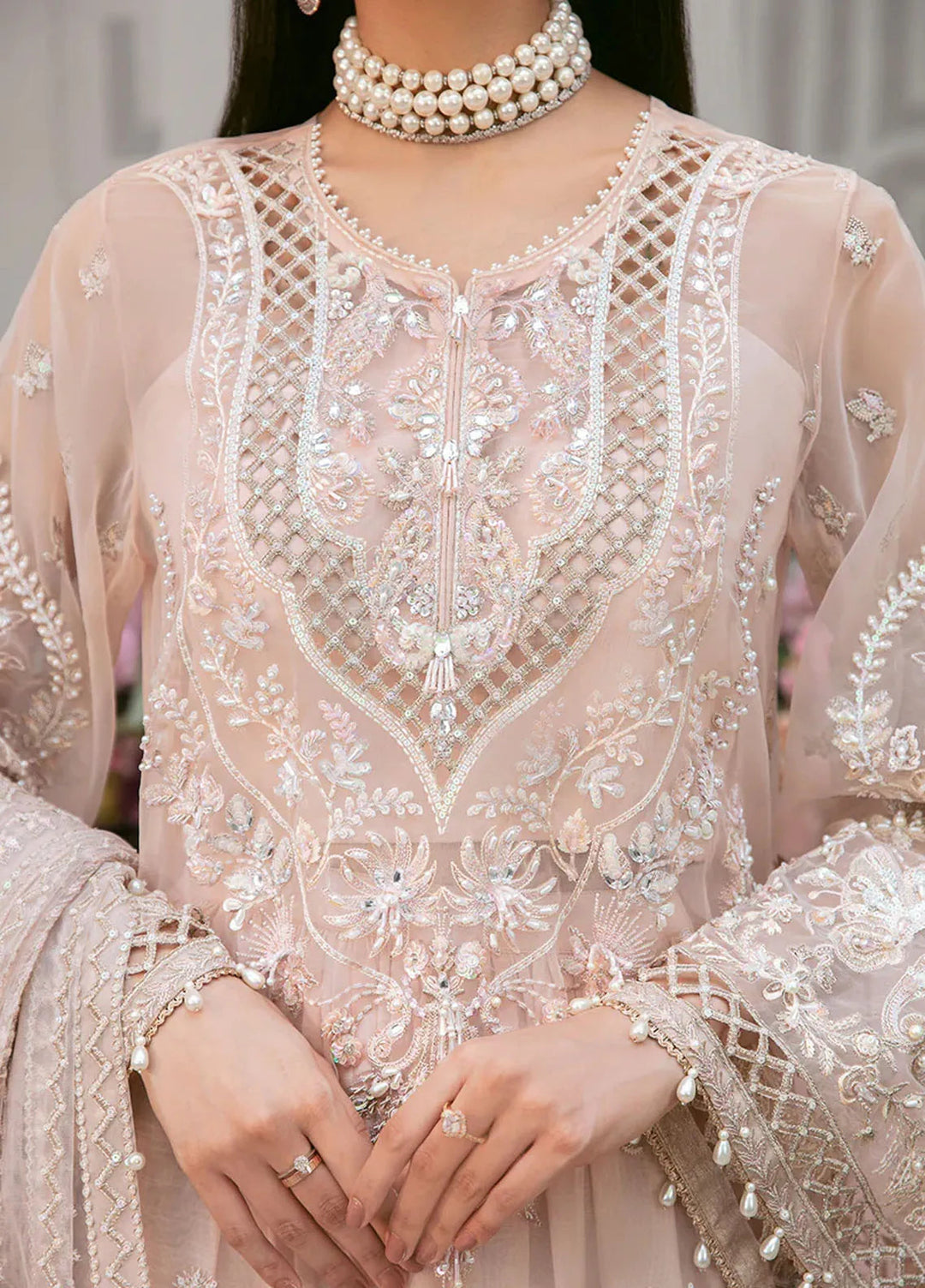 La more By Sardinia Embroidered Organza Unstitched Suit 3 Piece SRD23LM SR-102 Floral Fiesta - Wedding Collection