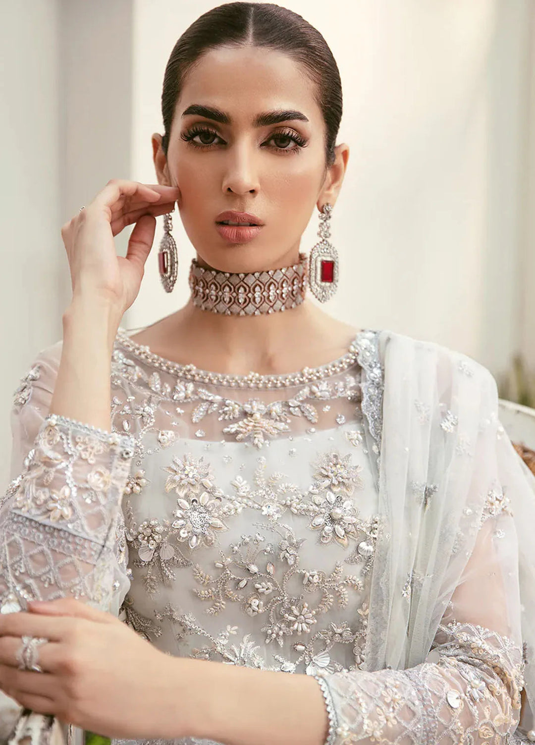 La more By Sardinia Embroidered Organza Unstitched Suit 3 Piece SRD23LM SR-103 Blooming Bud - Wedding Collection