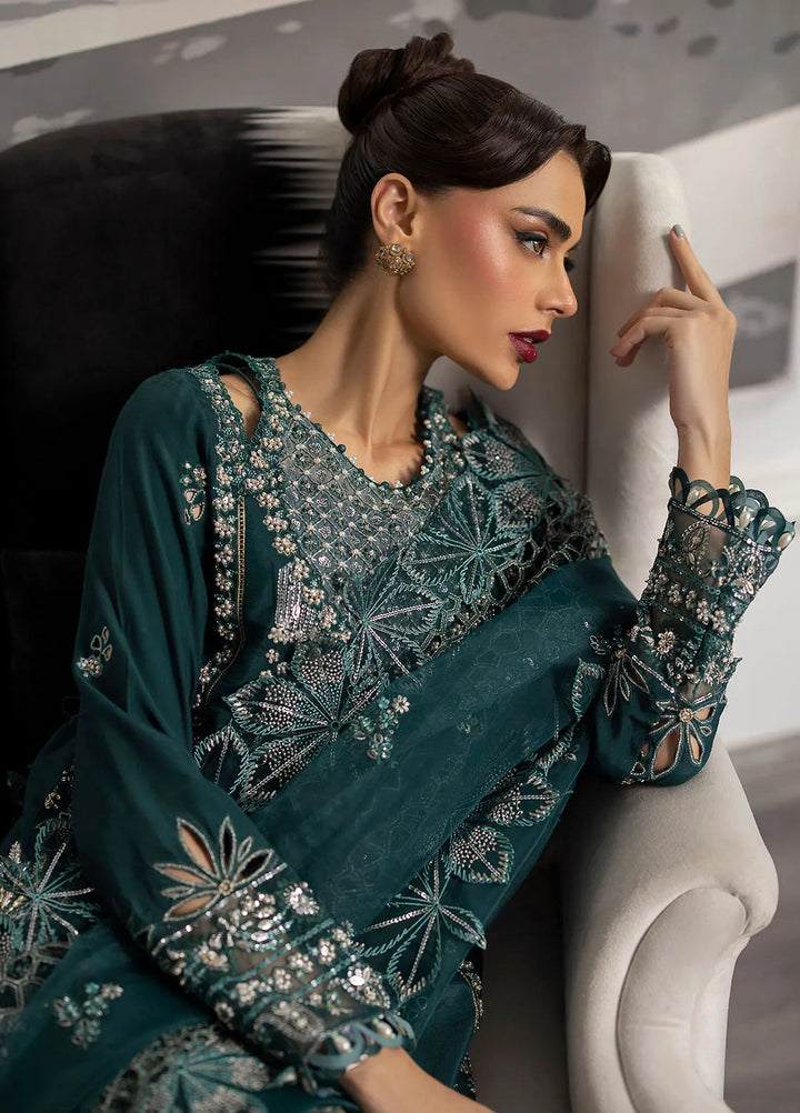 La more By Sardinia Embroidered Raw Silk Suit Unstitched 3 Piece SRD24LM 702 Emerald Night - Formal Collection