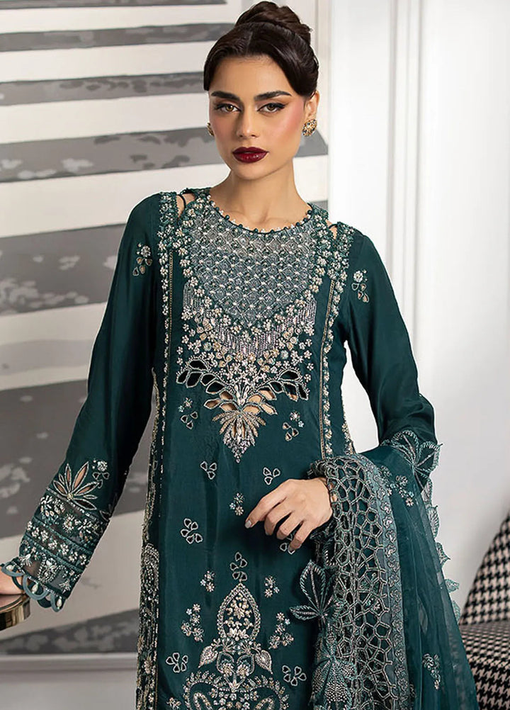 La more By Sardinia Embroidered Raw Silk Suit Unstitched 3 Piece SRD24LM 702 Emerald Night - Formal Collection