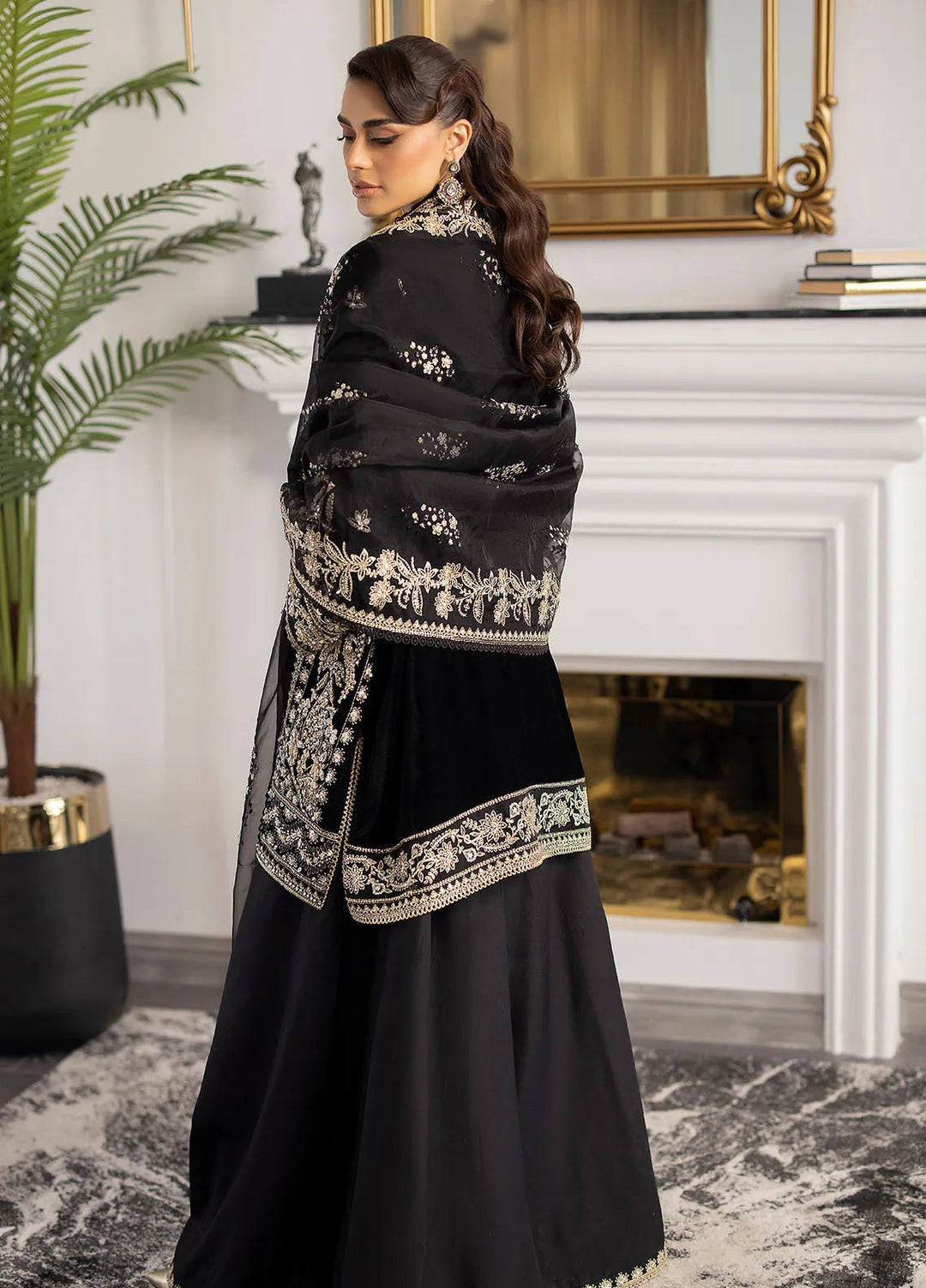 La more By Sardinia Embroidered Velvet Suit Unstitched 3 Piece SRD24LM 704 Midnight Lush - Formal Collection