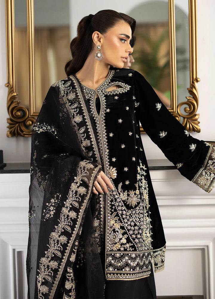 La more By Sardinia Embroidered Velvet Suit Unstitched 3 Piece SRD24LM 704 Midnight Lush - Formal Collection