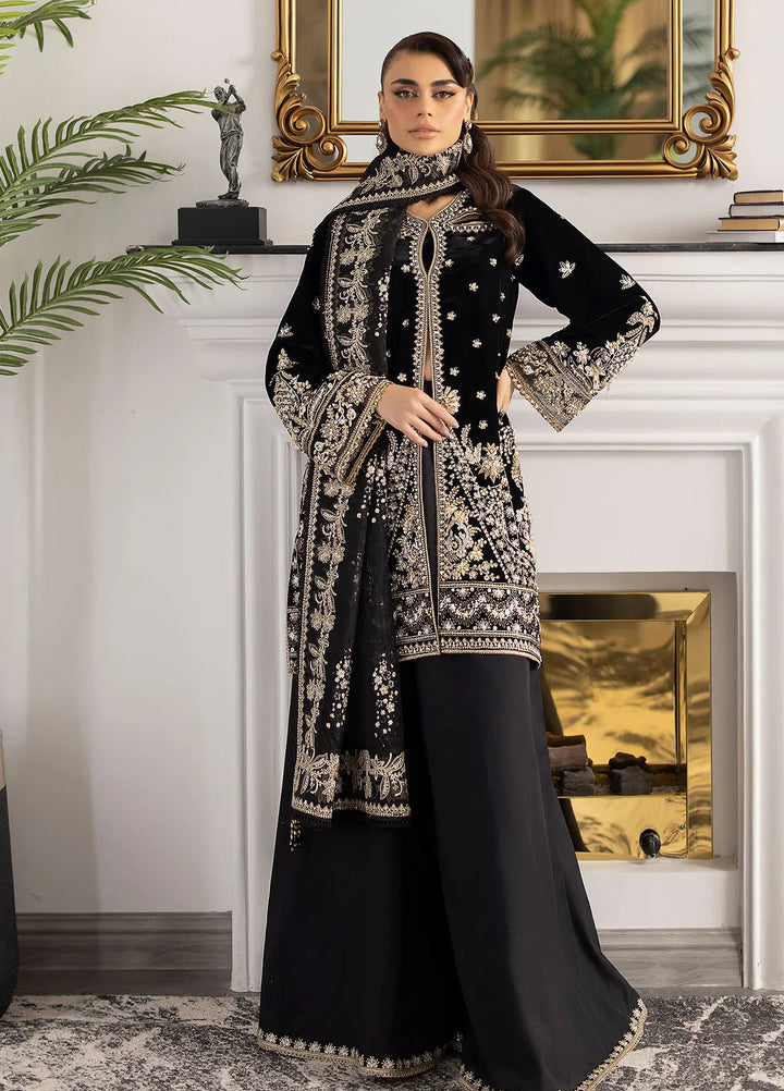 La more By Sardinia Embroidered Velvet Suit Unstitched 3 Piece SRD24LM 704 Midnight Lush - Formal Collection