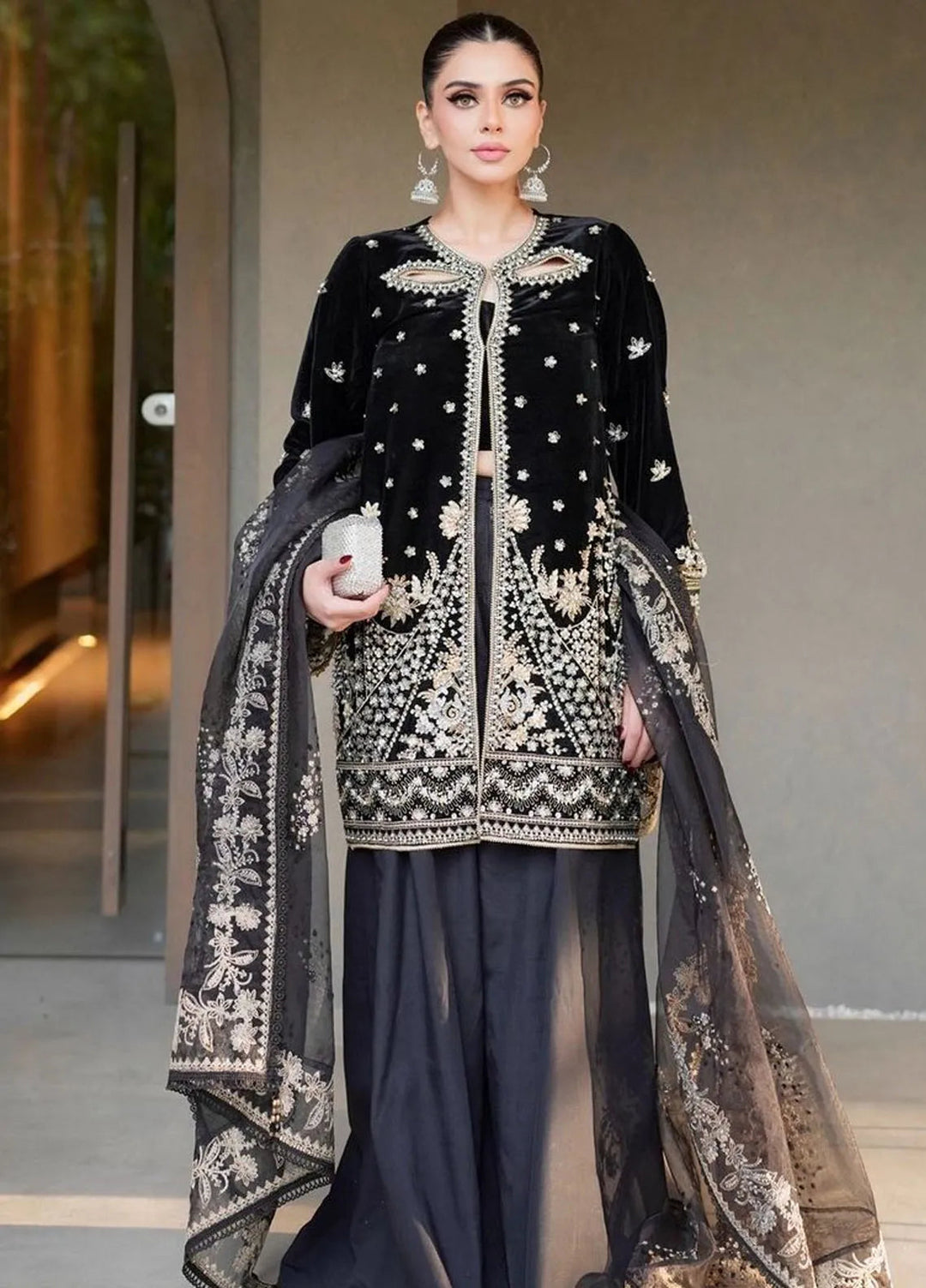 La more By Sardinia Embroidered Velvet Suit Unstitched 3 Piece SRD24LM 704 Midnight Lush - Formal Collection