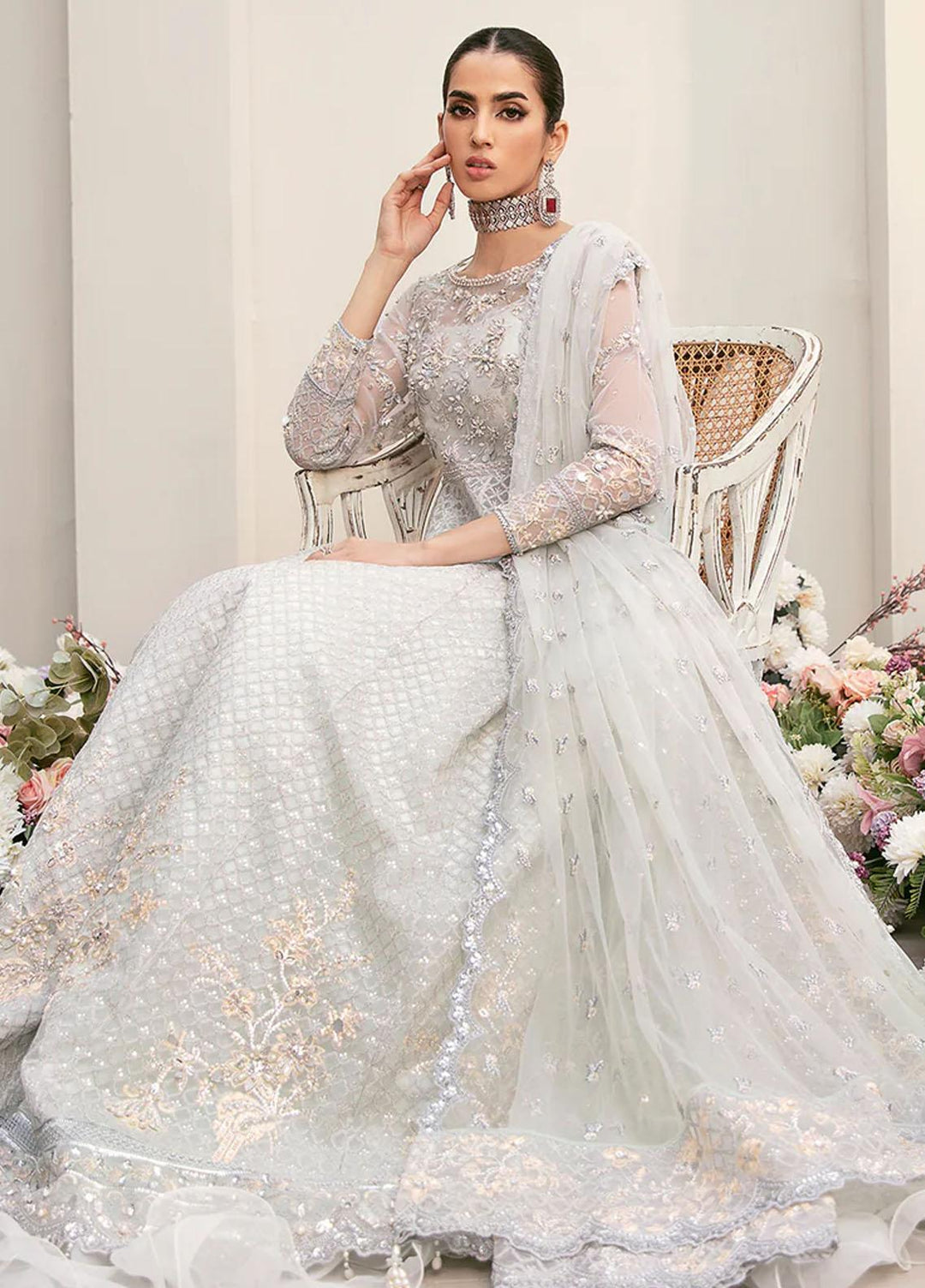 La more By Sardinia Embroidered Organza Suits Unstitched 3 Piece SRD23LM SR-103 Blooming Bud - Wedding Collection