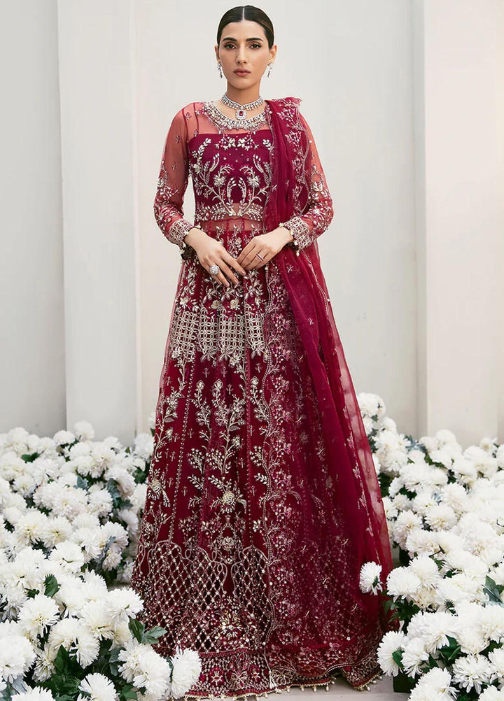 La more By Sardinia Embroidered Net Suits Unstitched 3 Piece SRD23LM SR-104 Radiant Ruby - Wedding Collection