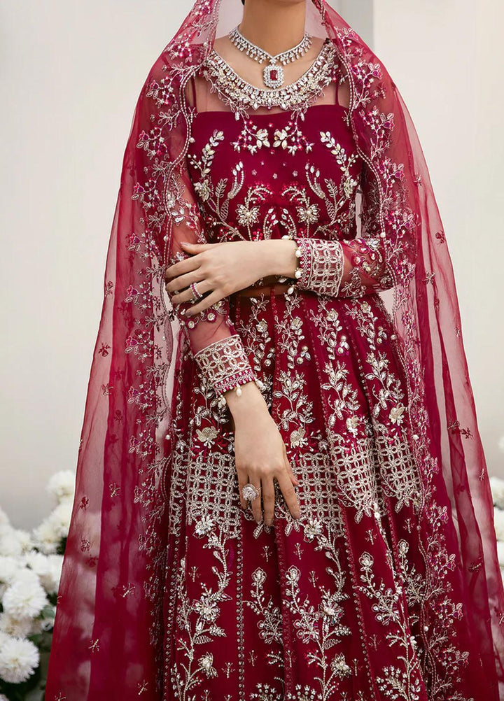 La more By Sardinia Embroidered Net Suits Unstitched 3 Piece SRD23LM SR-104 Radiant Ruby - Wedding Collection