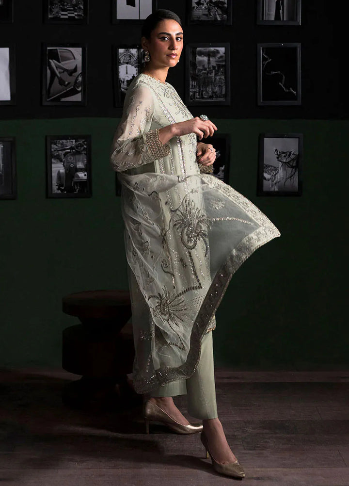 La Regina by Seraph Embroidered Chiffon Suits Unstitched 3 Piece SPH24LR Nile mist - Festive Collection