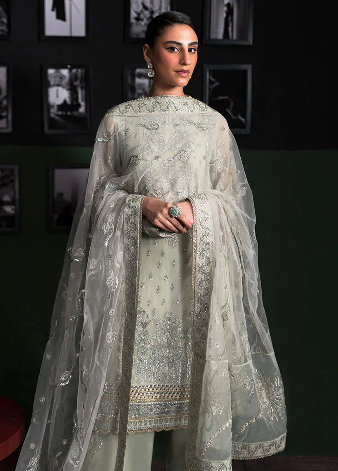 La Regina by Seraph Embroidered Chiffon Suits Unstitched 3 Piece SPH24LR Nile mist - Festive Collection