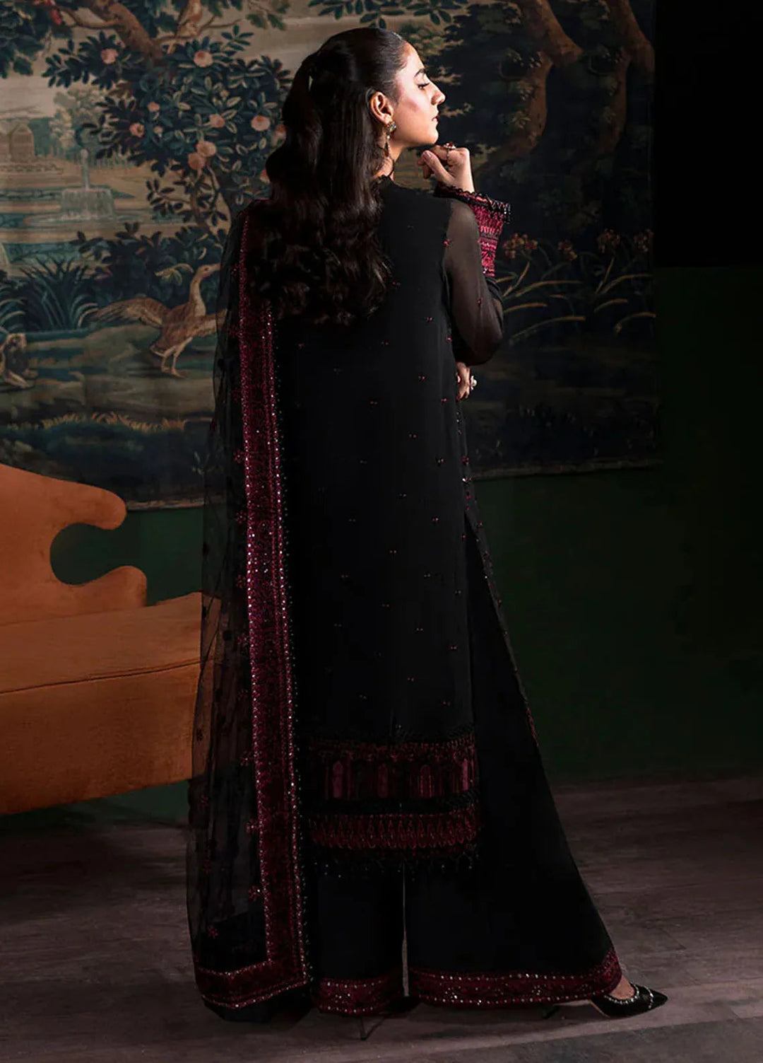 La Regina by Seraph Embroidered Chiffon Suits Unstitched 3 Piece SPH24LR Onyx - Festive Collection