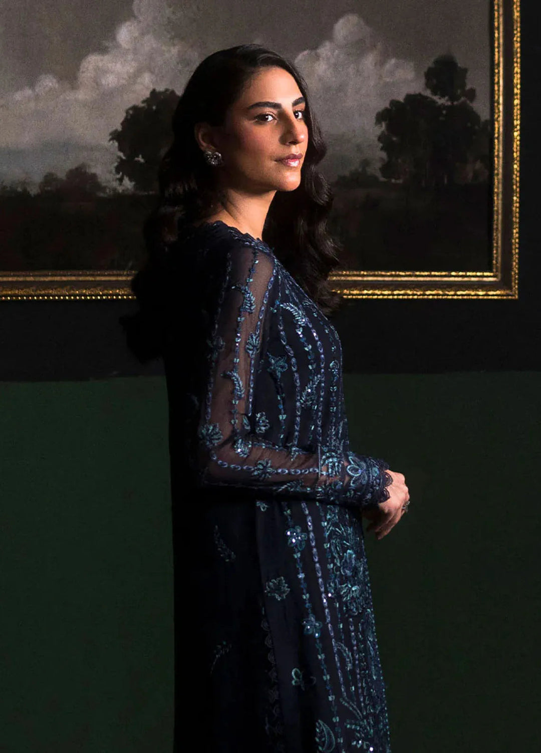 La Regina by Seraph Embroidered Chiffon Suits Unstitched 3 Piece SPH24LR Salvia - Festive Collection