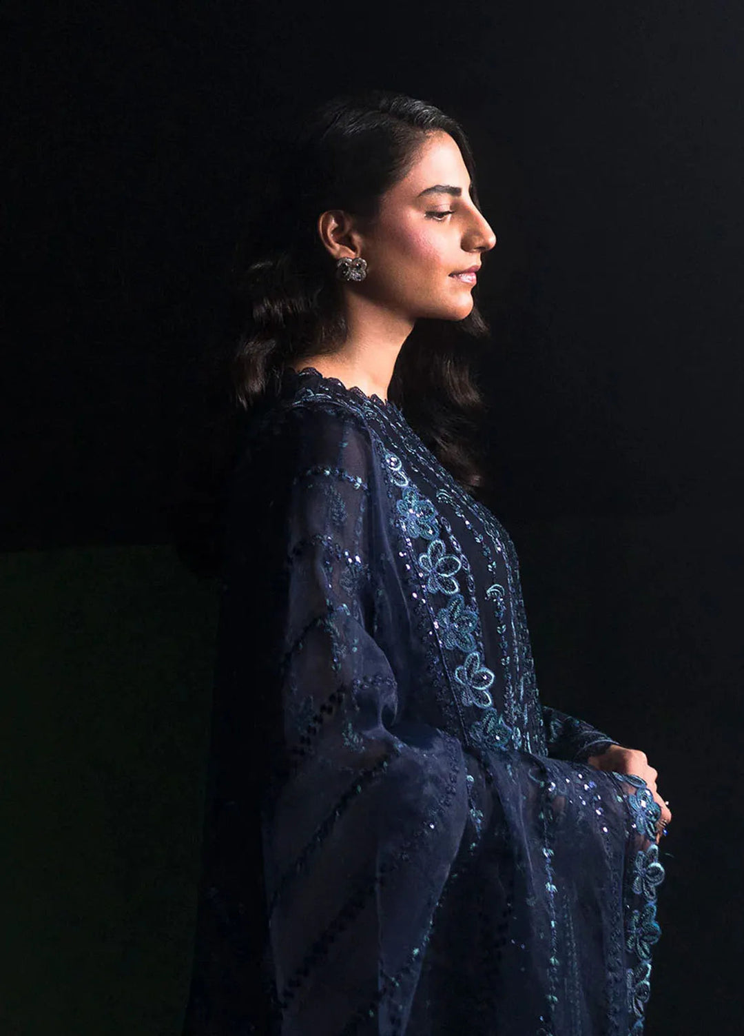 La Regina by Seraph Embroidered Chiffon Suits Unstitched 3 Piece SPH24LR Salvia - Festive Collection