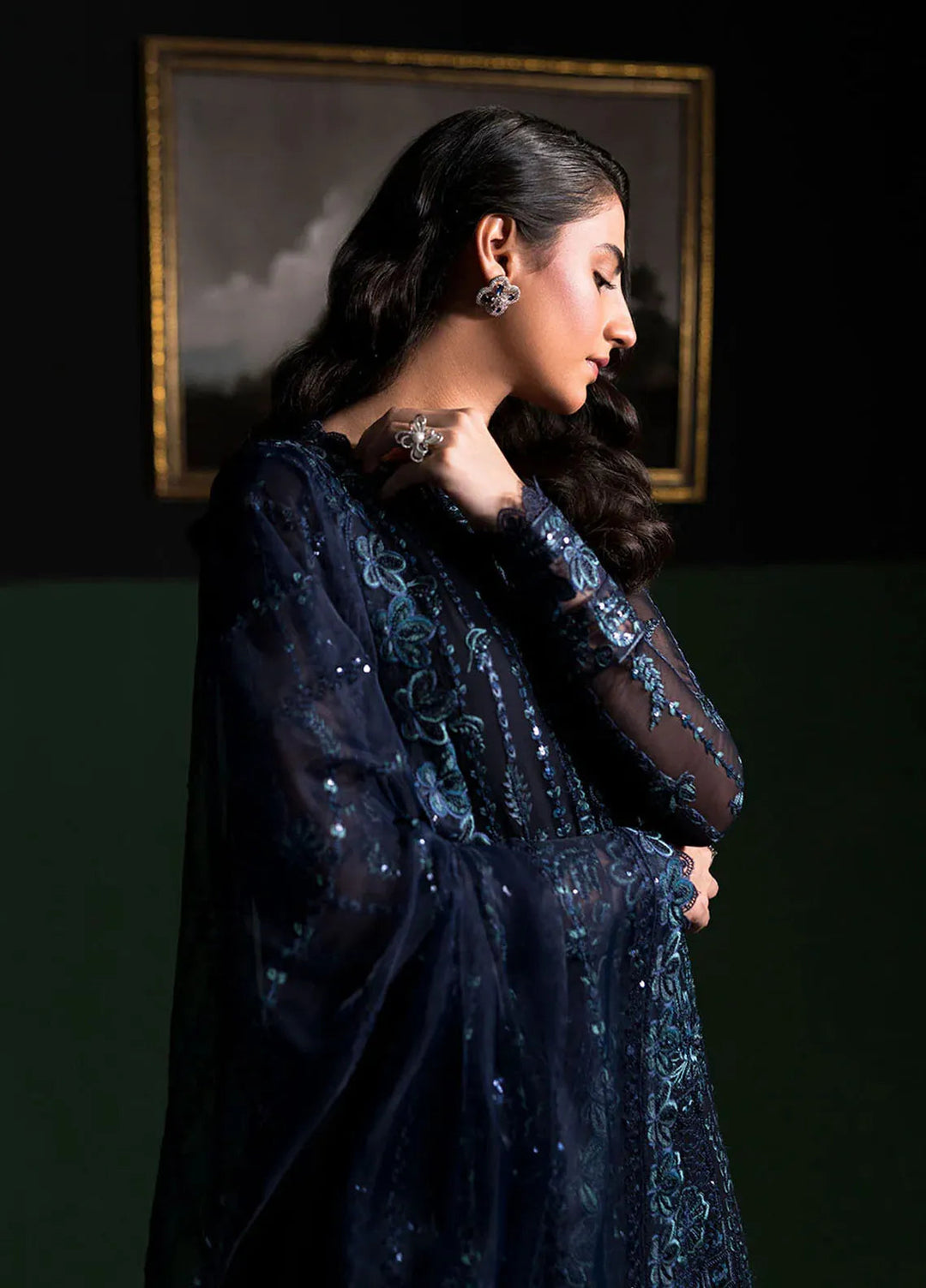 La Regina by Seraph Embroidered Chiffon Suits Unstitched 3 Piece SPH24LR Salvia - Festive Collection