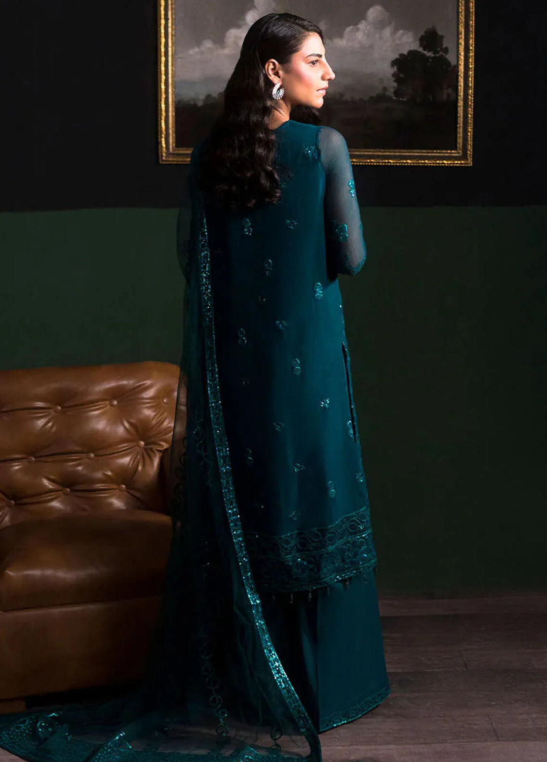 La Regina by Seraph Embroidered Chiffon Suits Unstitched 3 Piece SPH24LR Scarlet - Festive Collection