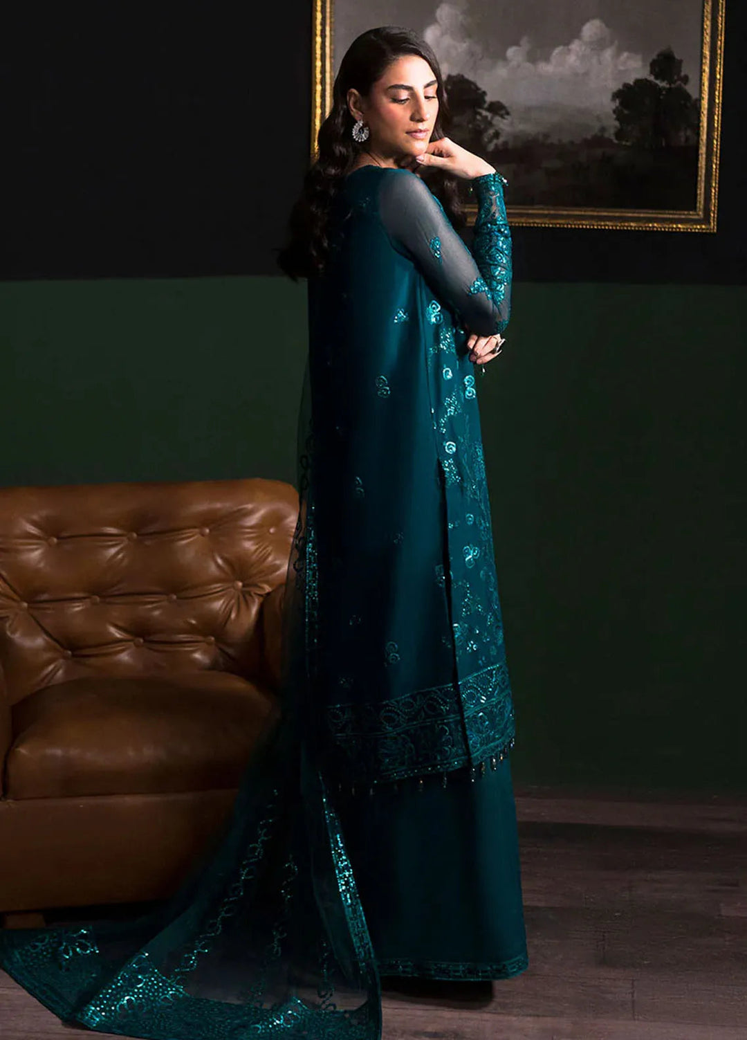 La Regina by Seraph Embroidered Chiffon Suits Unstitched 3 Piece SPH24LR Scarlet - Festive Collection