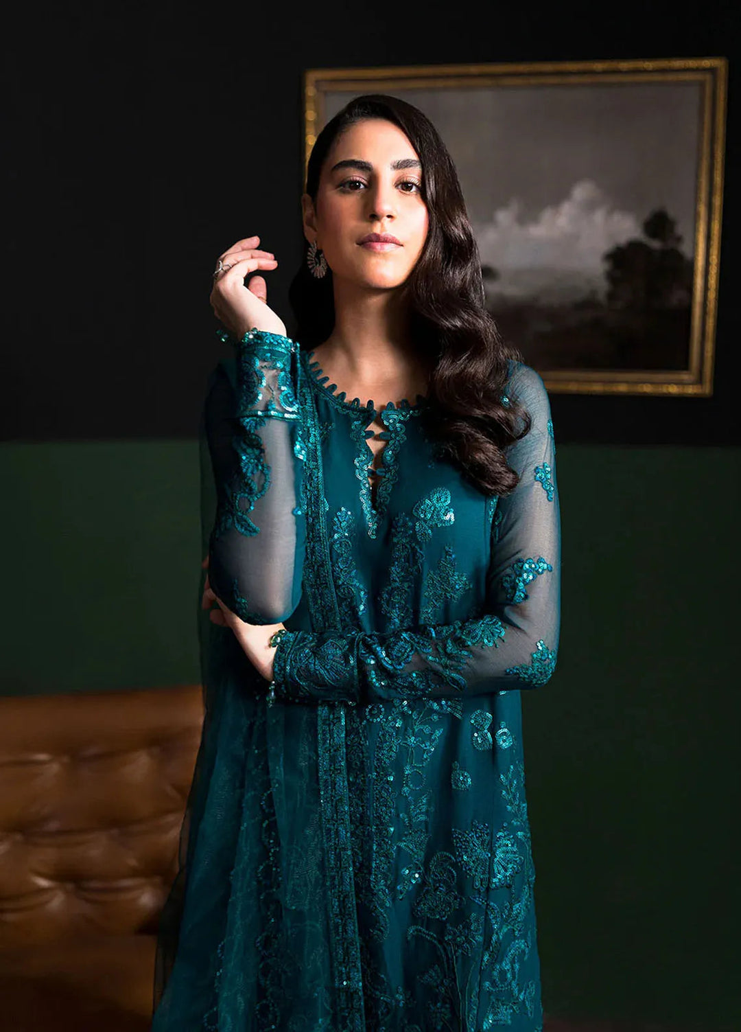 La Regina by Seraph Embroidered Chiffon Suits Unstitched 3 Piece SPH24LR Scarlet - Festive Collection