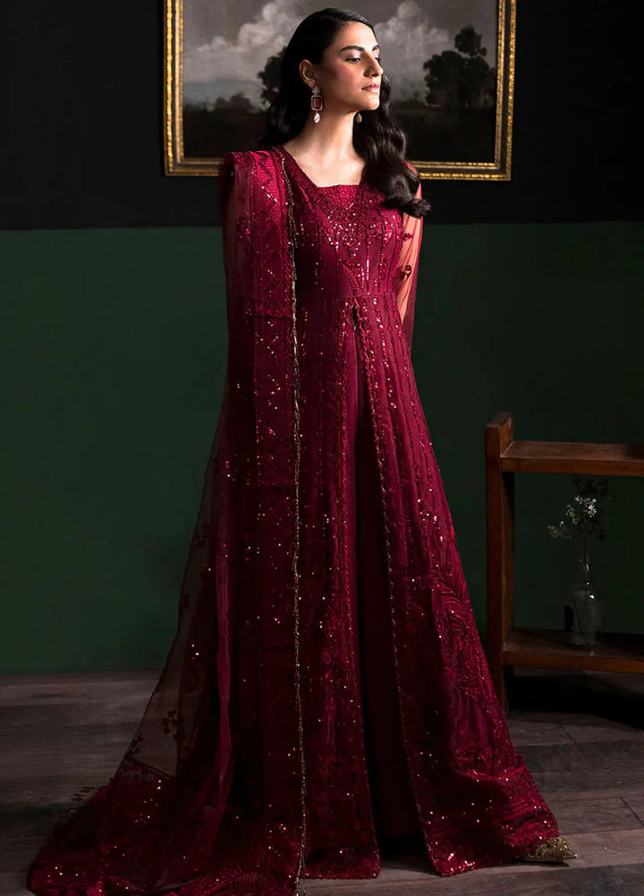La Regina by Seraph Embroidered Net Suits Unstitched 3 Piece SPH24LR Rosewood - Festive Collection