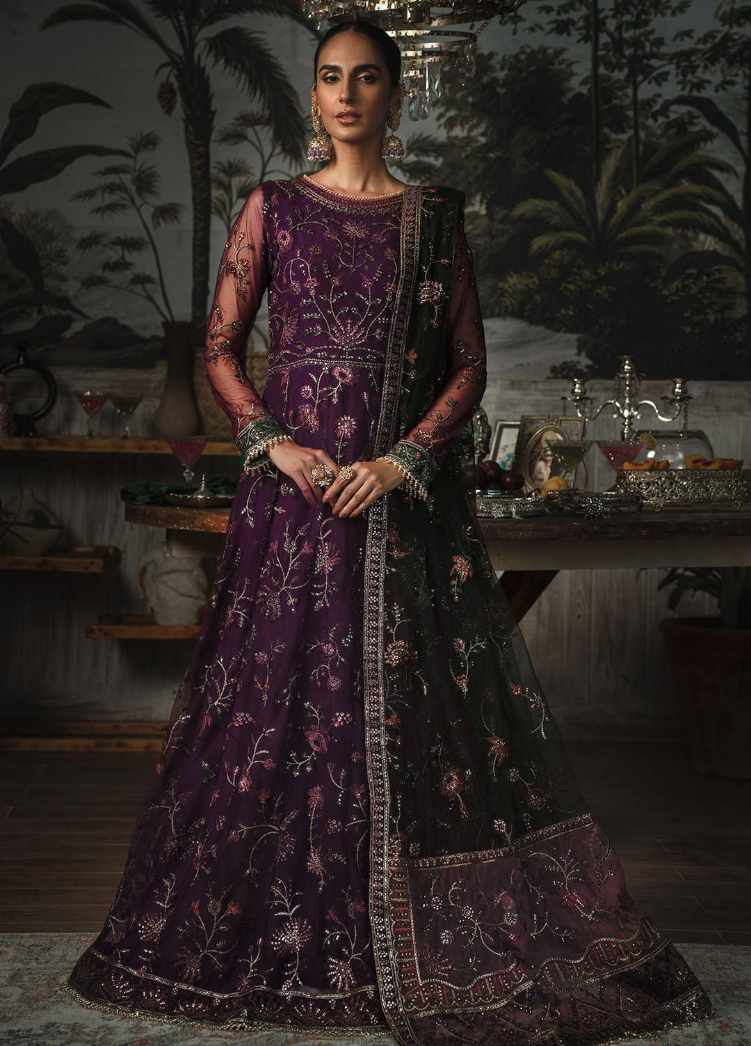 La Rosella By Zarif Embroidered Net Suits Unstitched 3 Piece ZR25UF ZLR 02 Helen - Luxury Collection