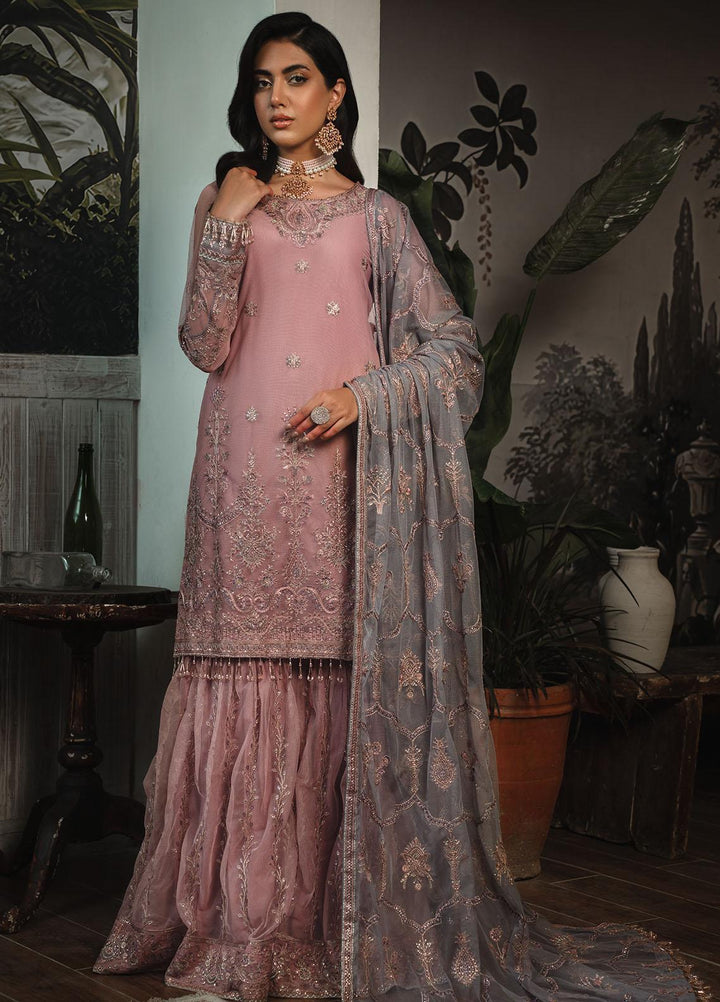 La Rosella By Zarif Embroidered Net Suits Unstitched 4 Piece ZR25UF ZLR 03 Bloom - Luxury Collection