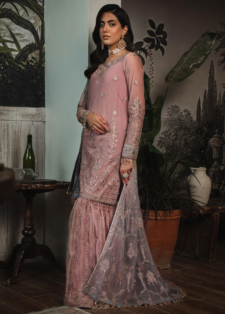 La Rosella By Zarif Embroidered Net Suits Unstitched 4 Piece ZR25UF ZLR 03 Bloom - Luxury Collection