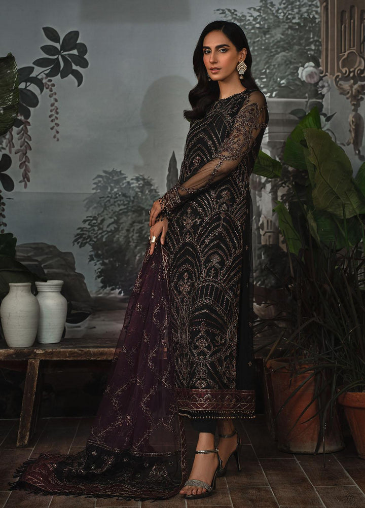 La Rosella By Zarif Embroidered Net Suits Unstitched 3 Piece ZR25UF ZLR 04 Night Glow - Luxury Collection