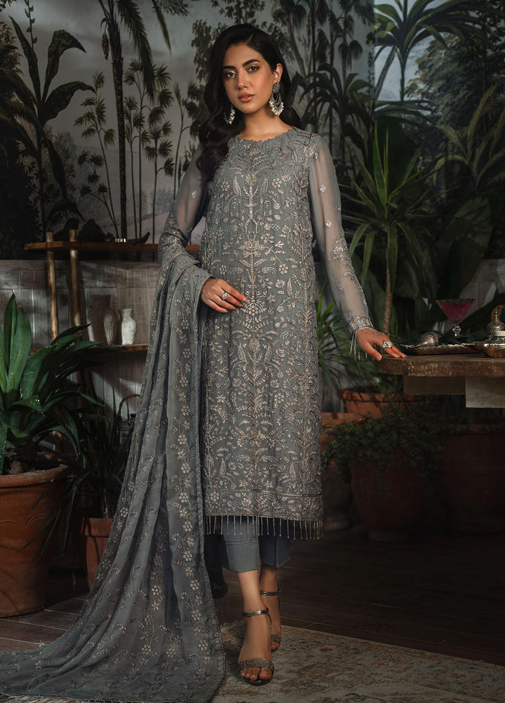 La Rosella By Zarif Embroidered Chiffon Suits Unstitched 3 Piece ZR25UF ZLR 07 Noir - Luxury Collection