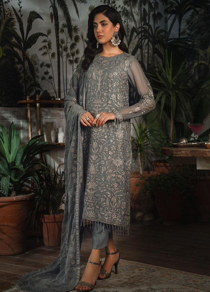 La Rosella By Zarif Embroidered Chiffon Suits Unstitched 3 Piece ZR25UF ZLR 07 Noir - Luxury Collection