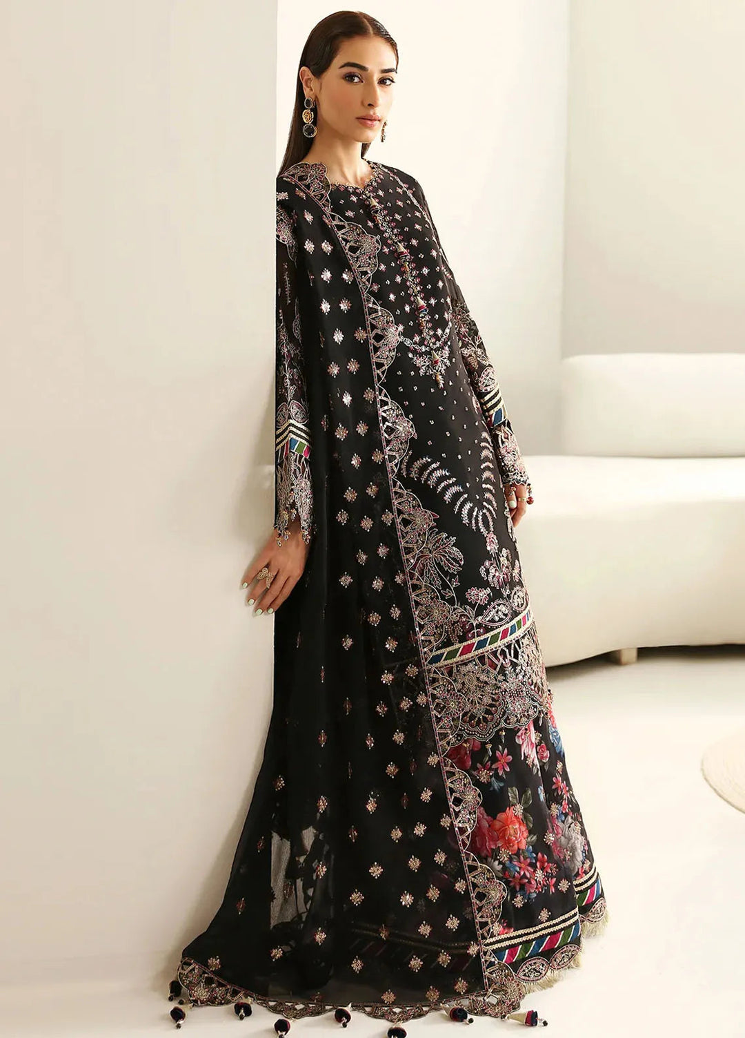 La Ruhe By Alizeh Embroidered Chiffon Suit Unstitched 3 Piece AFB24L 2176 Mona - Formal Collection