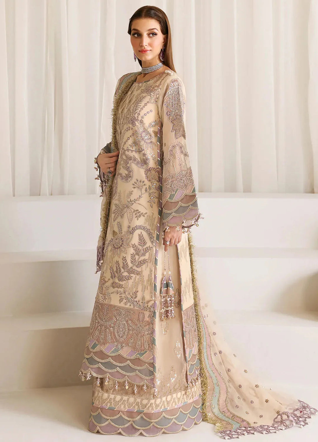 La Ruhe By Alizeh Embroidered Chiffon Suit Unstitched 3 Piece AFB24L 2177 Mysa - Formal Collection