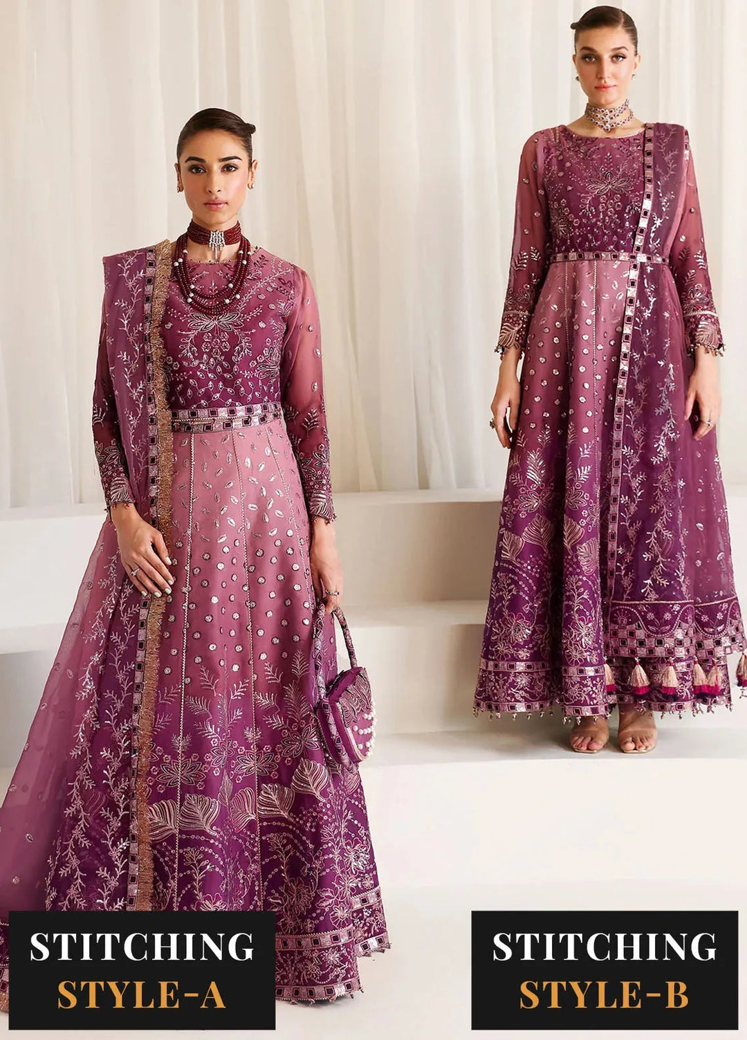 La Ruhe By Alizeh Embroidered Chiffon Suit Unstitched 3 Piece AFB24L 2178 Opal - Formal Collection