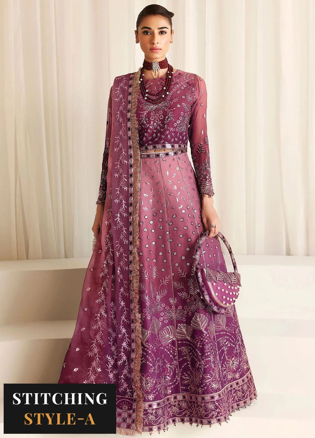 La Ruhe By Alizeh Embroidered Chiffon Suit Unstitched 3 Piece AFB24L 2178 Opal - Formal Collection